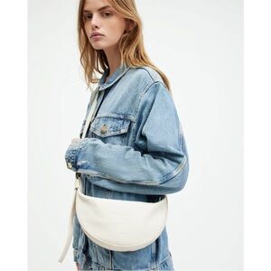 All Saints White Cream Half Moon Crossbody Bag GUC
